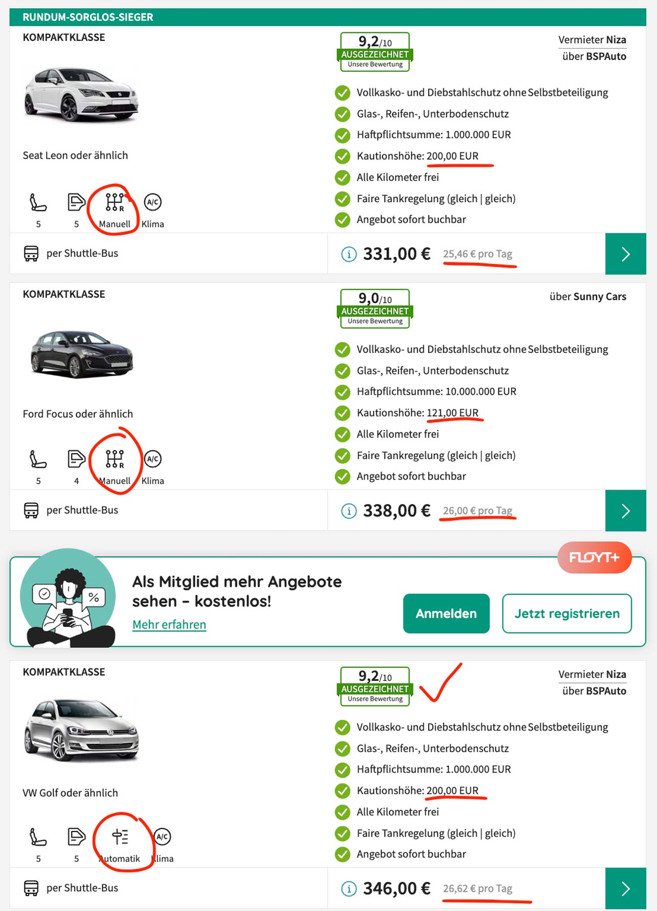 Mietwagen Andalusien Tipp: Kosten vergleichen bei billiger-mietwagen.de