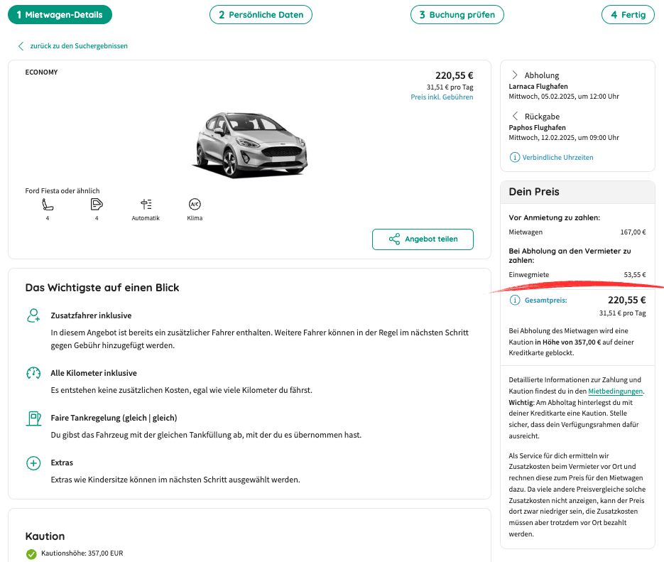 einwegmiete mietwagen zypern